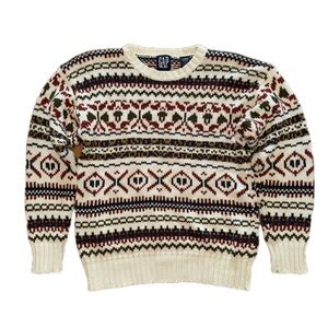 TRUE VINTAGE GAP Cream and Navy Knit sweater 1990’s